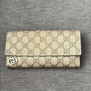 GUCCI supreme GG beige brown coated canvas wallet